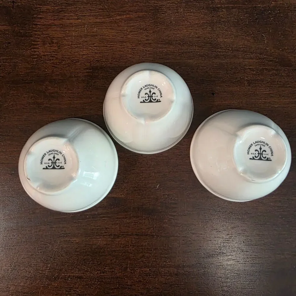 RARE Homer Laughlin China White Restaurant Ware Set of 3 Berry Soup Small Bowl